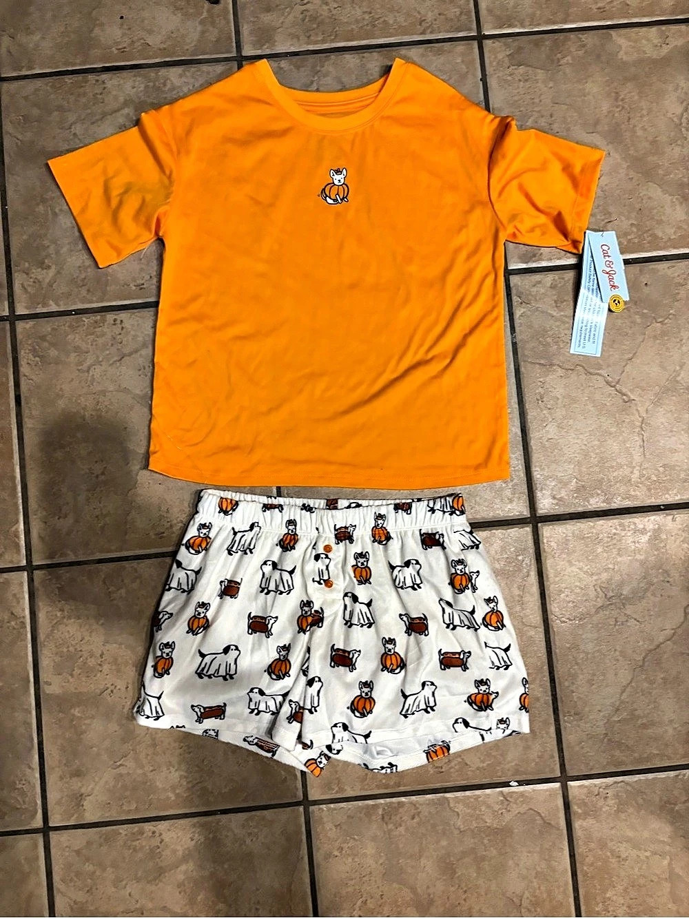 Cat & Jack Halloween Dog Short-Sleeve T-Shirt and Shorts Pajama Set Boys XL